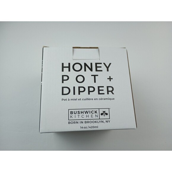 Bushwick Kitchen Honey Pot with Dipper | Ceramic Jar with Lid | 14 oz - Picture 2 of 3